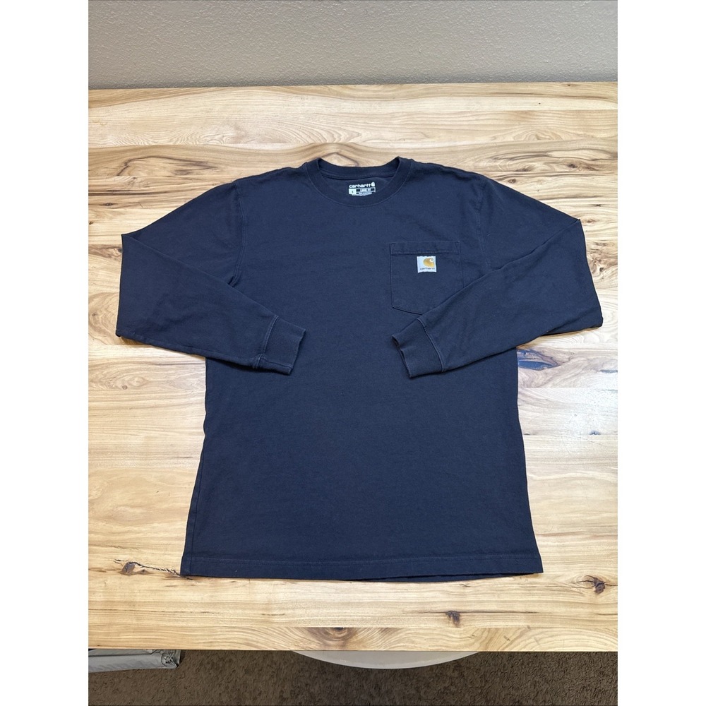 Carhartt K126 Black Original Loose Fit Long Sleeve Pocket T-Shirt Size Small